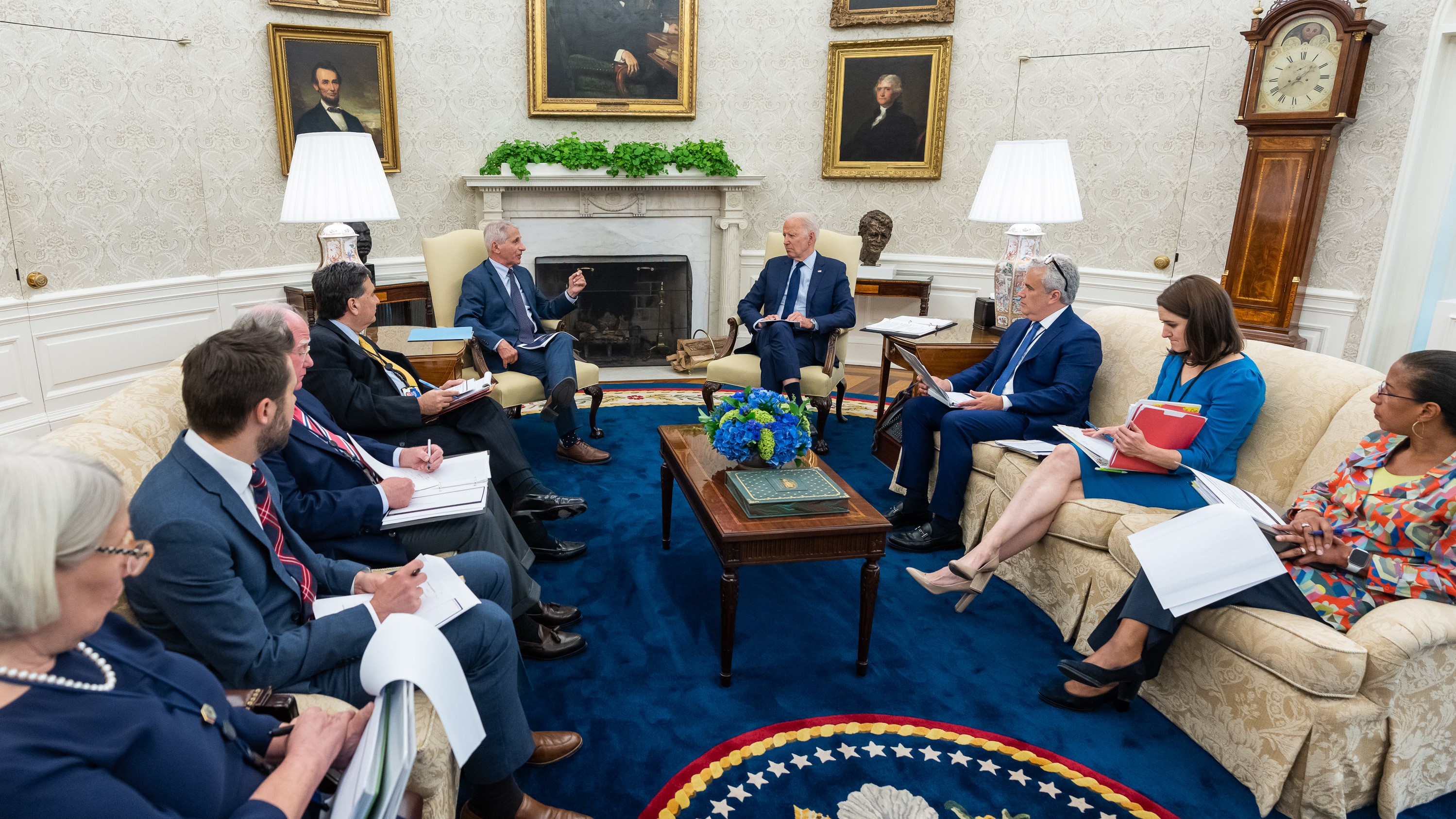 President Joe Biden receives a briefing on COVID-19 in July. (Photo: White House/Adam Schultz)