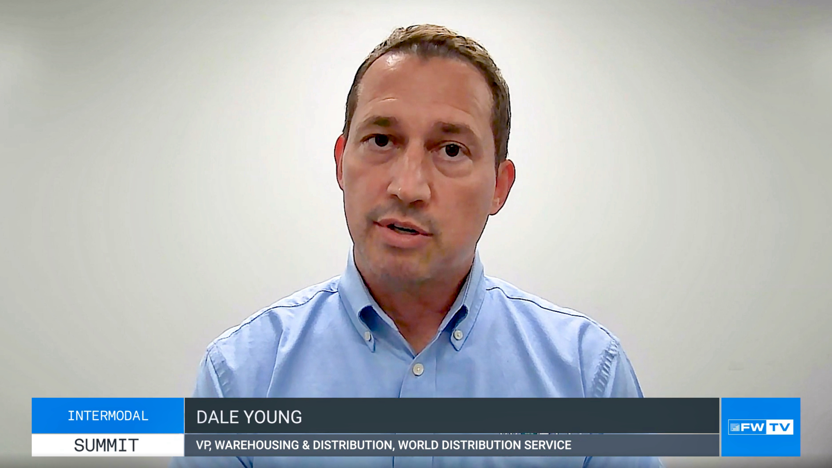 A video capture of a Dale Young of World Distribution Services discusses warehousing during FreightWaves' Intermodal Summit.