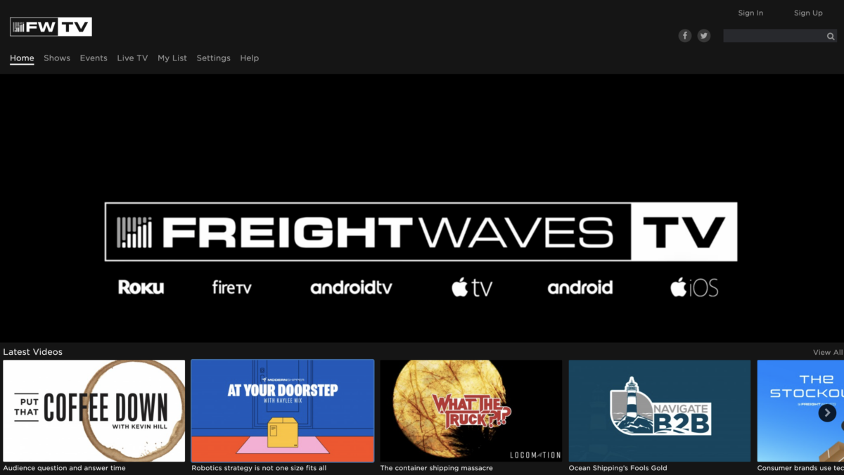 A screenshot shows some of the FWTV programming. (Photo: FreightWaves)