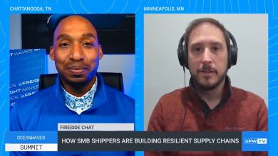 Anthony Smith and Nate Shutes chat at FreightWaves’ OceanWaves Summit.