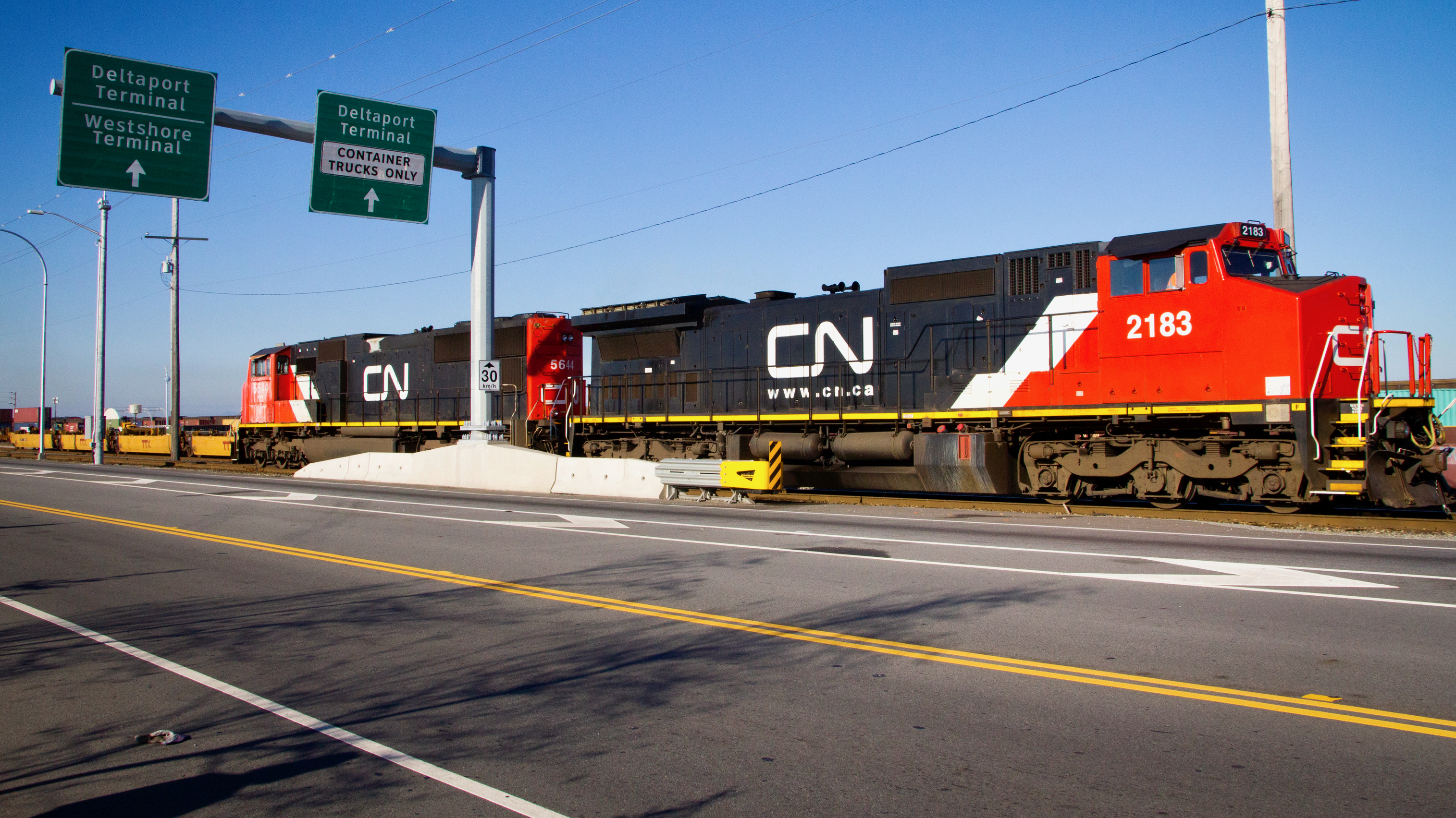 A CN train at the Port of Vancouver