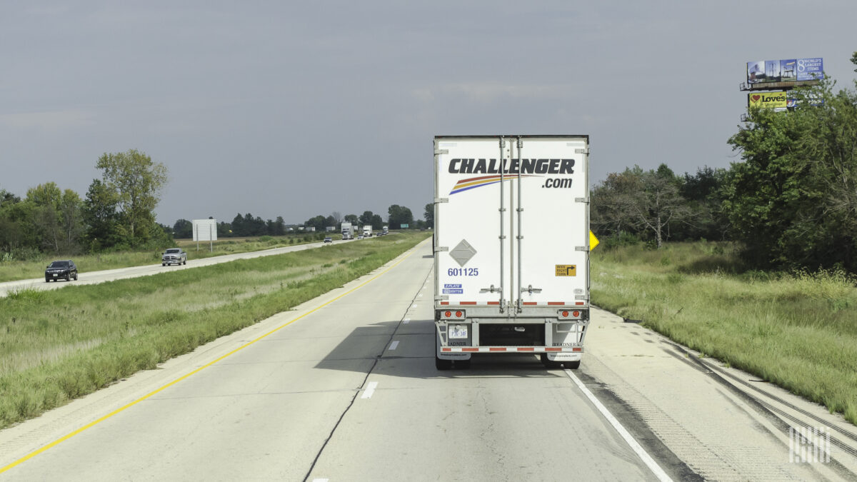 a tractor-trailer of Canadian trucking company Challenger.