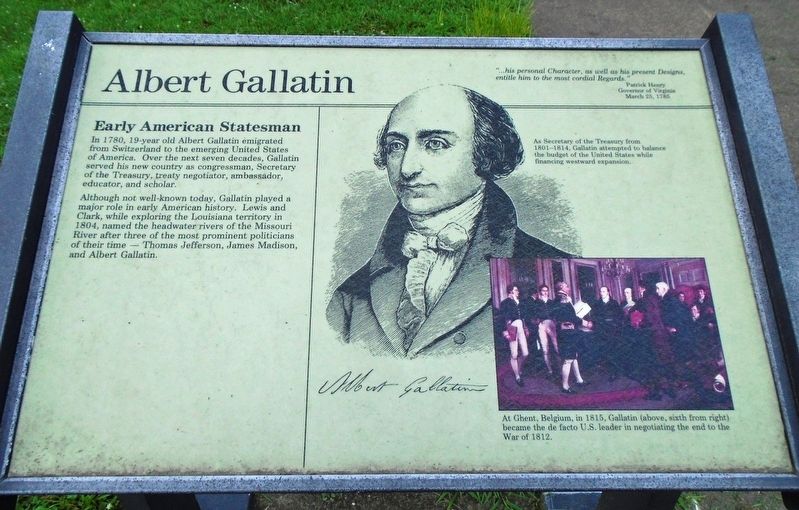 A historical marker commemorates Albert Gallatin. (Photo: William Fischer, Jr./hmdb.org