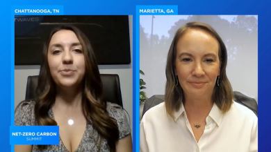 Kaylee Nix and Emily Phillips at FreightWaves’ Net-Zero Carbon Summit.