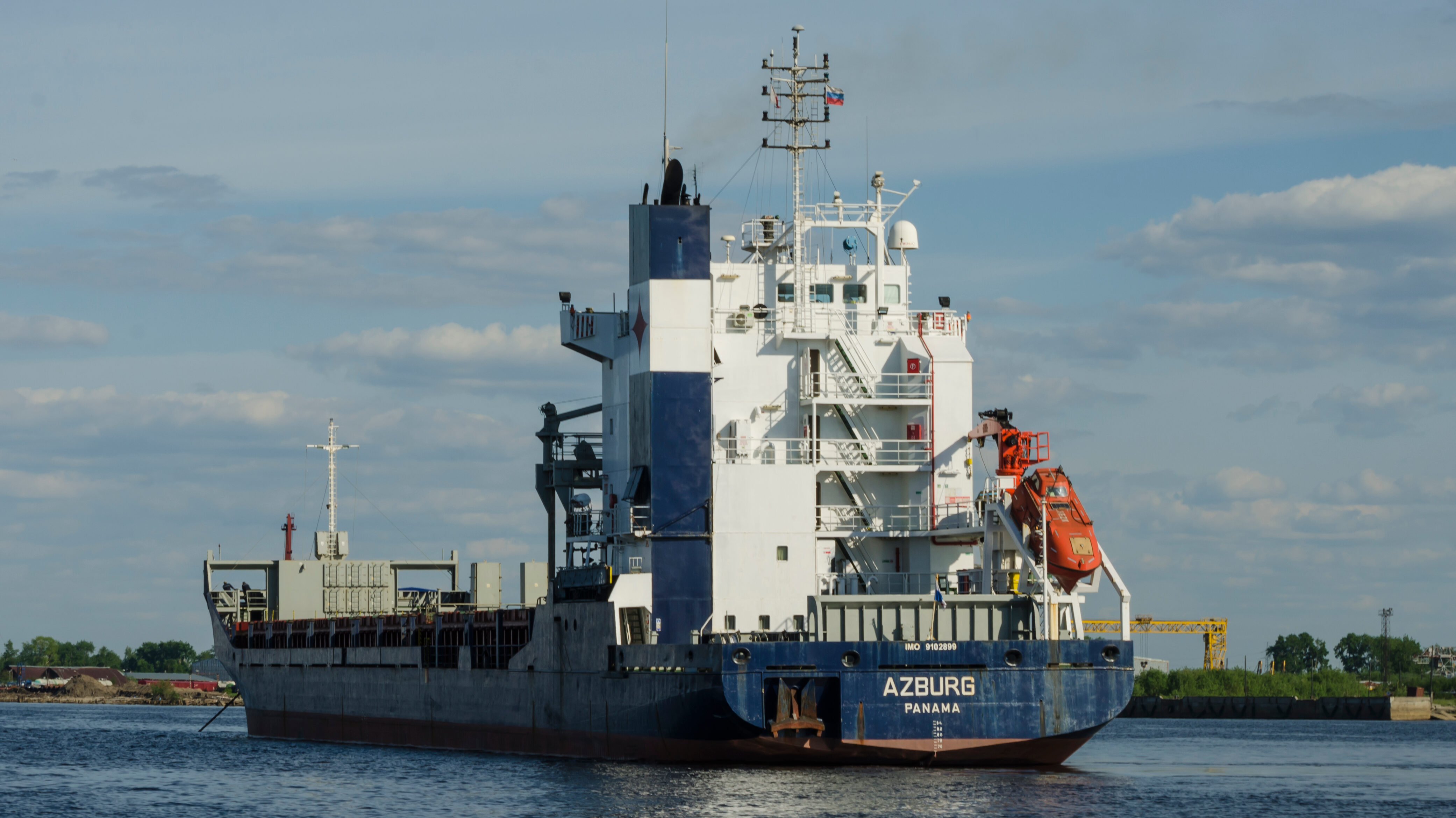 A ship called the Azburg floats in Ukrainian waters