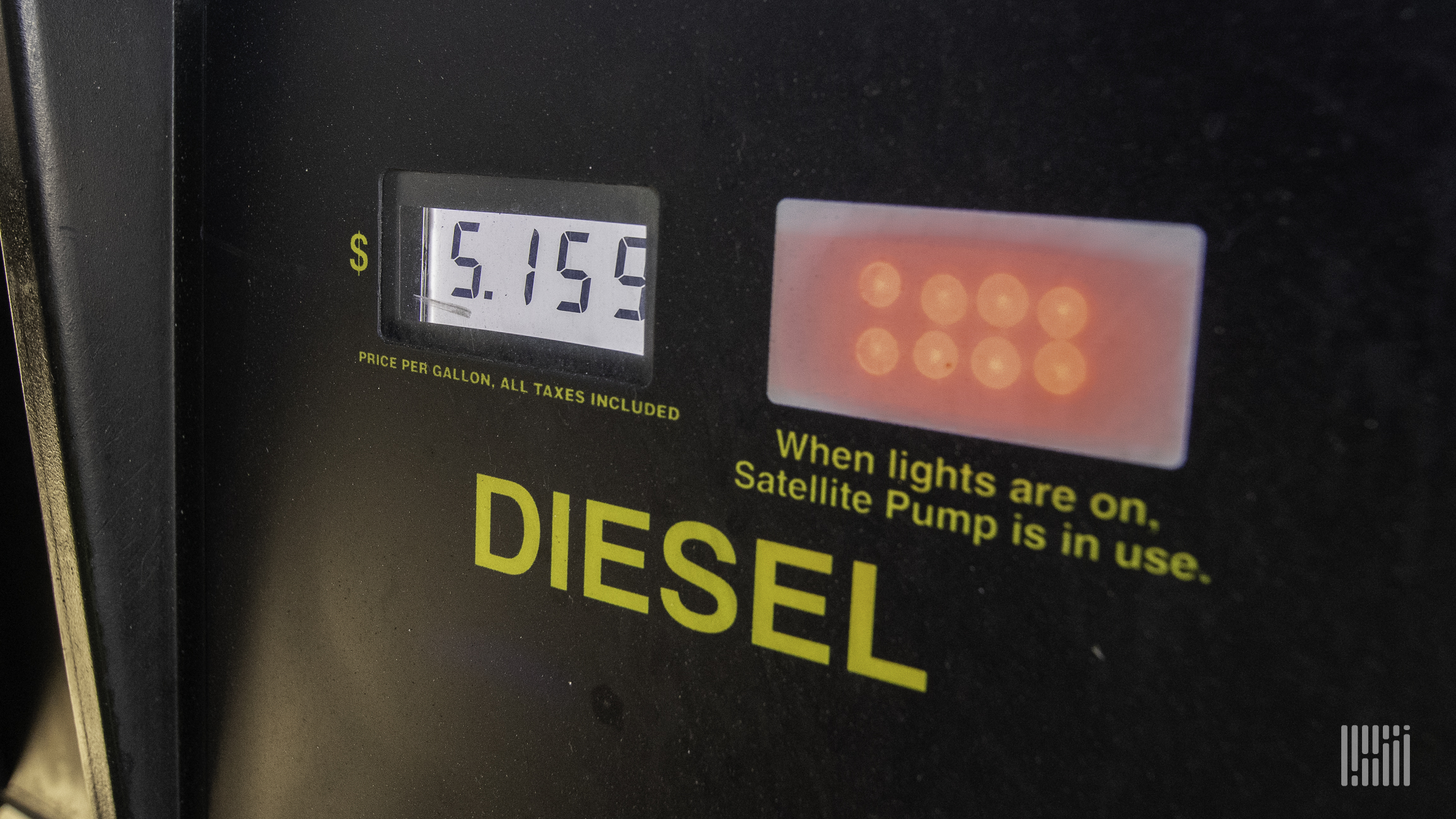 A fuel pump showing price of diesel