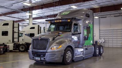TuSimple truck in garage