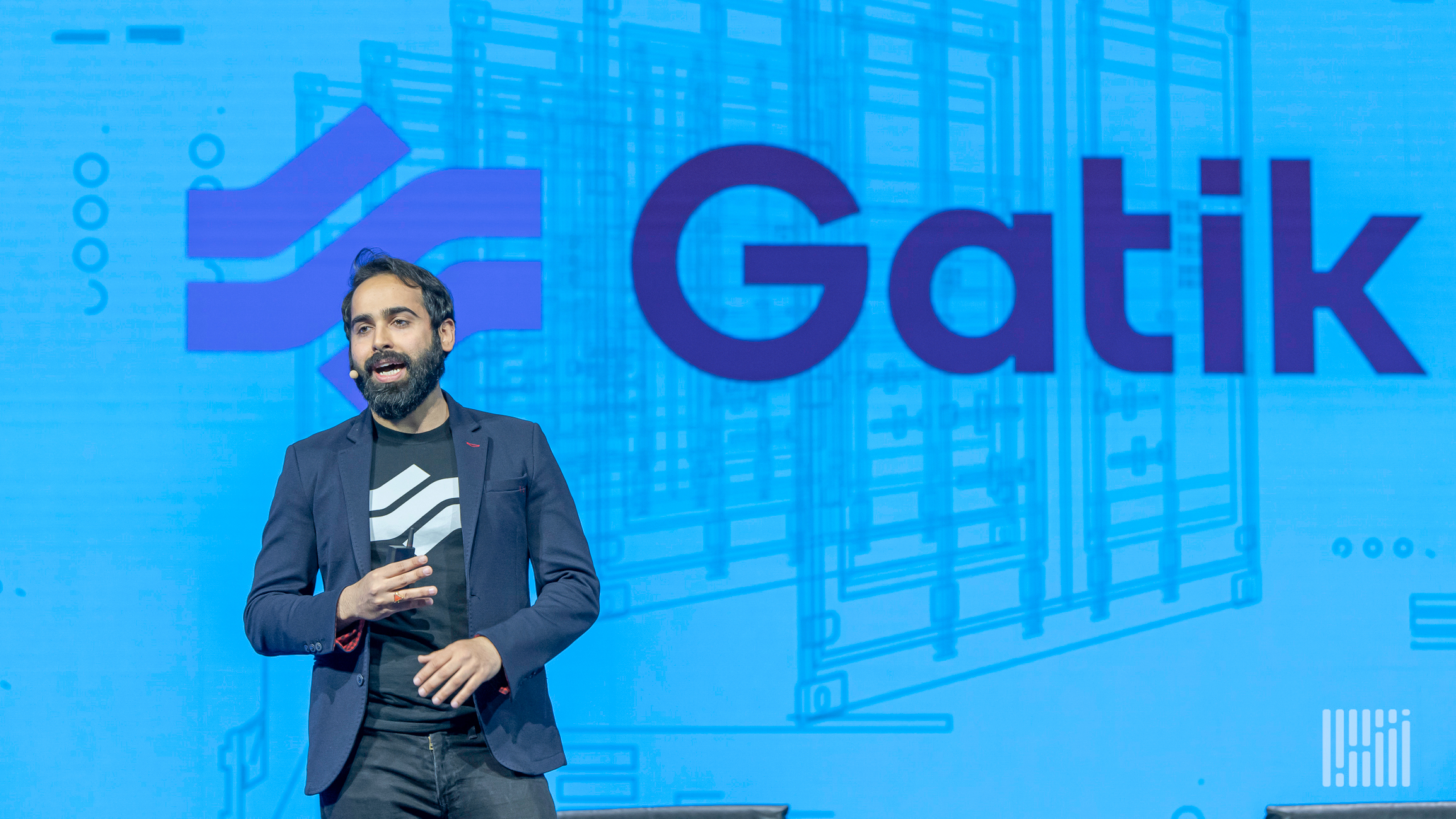 Gatik founder Gautam Narang speaking on stage