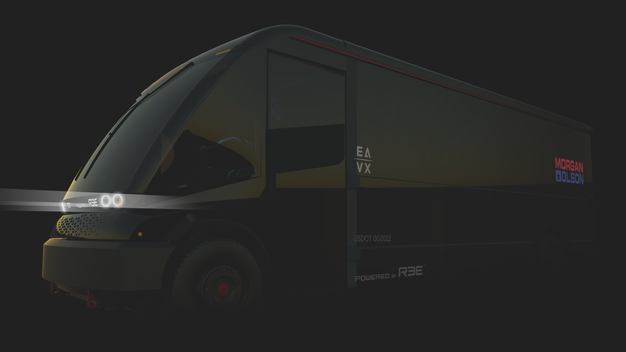 Artist rendering of black delivery van