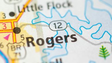 Map showing Rogers, Arkansas area.