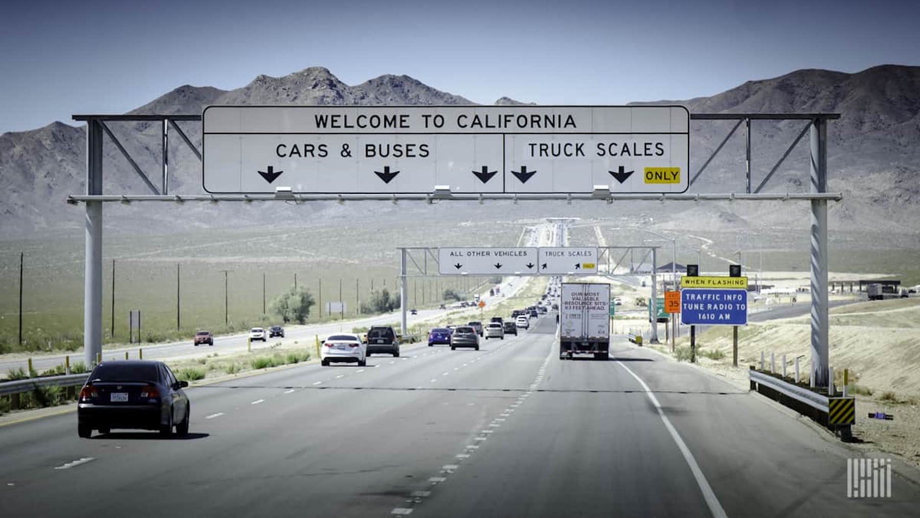 A truck on a highway in California