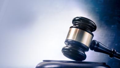 Court gavel on table