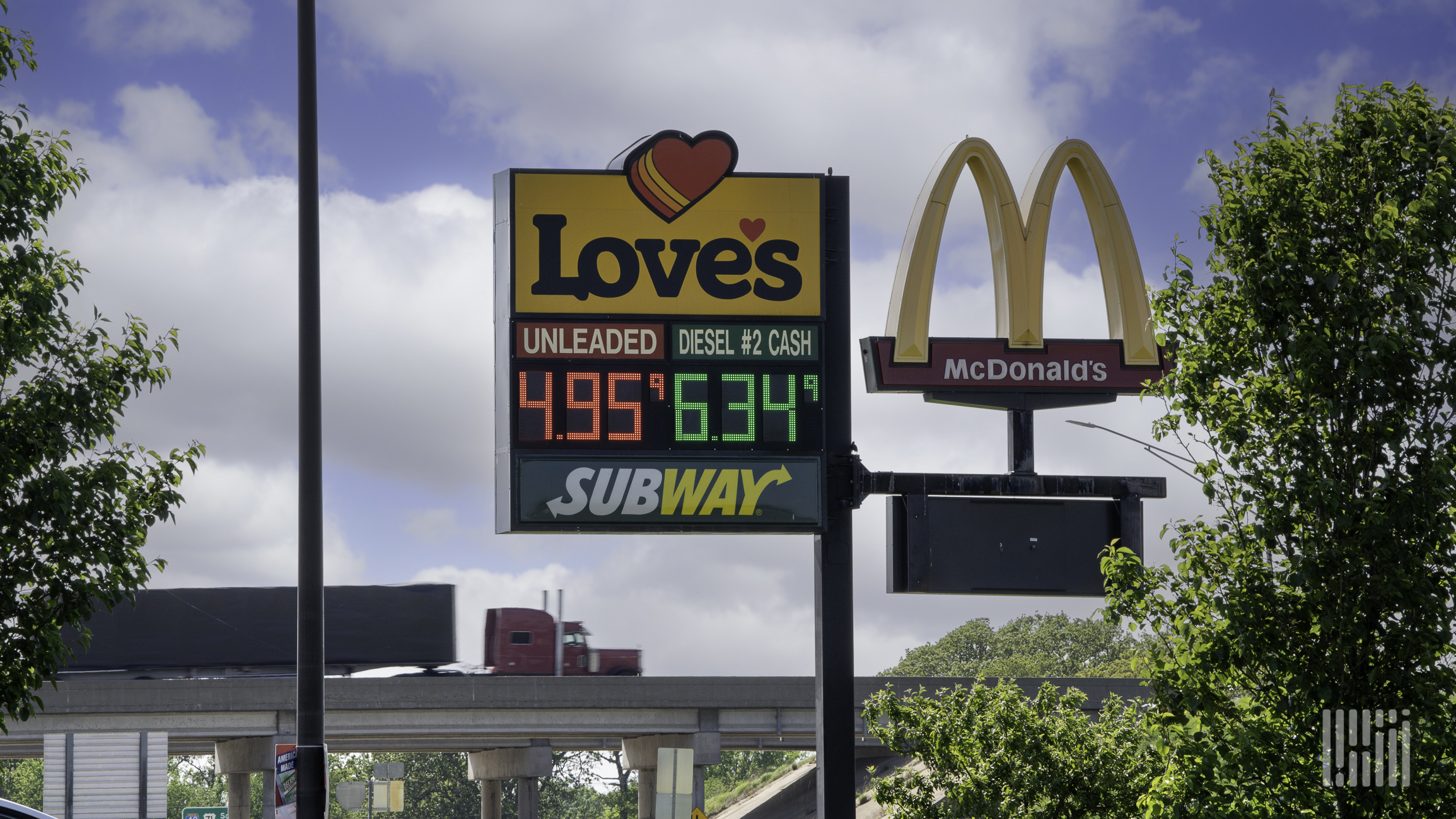 A sign showing the price of diesel