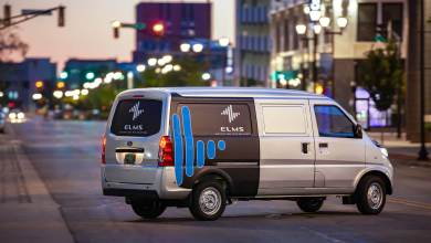 ELMS van in middle of street at dusk