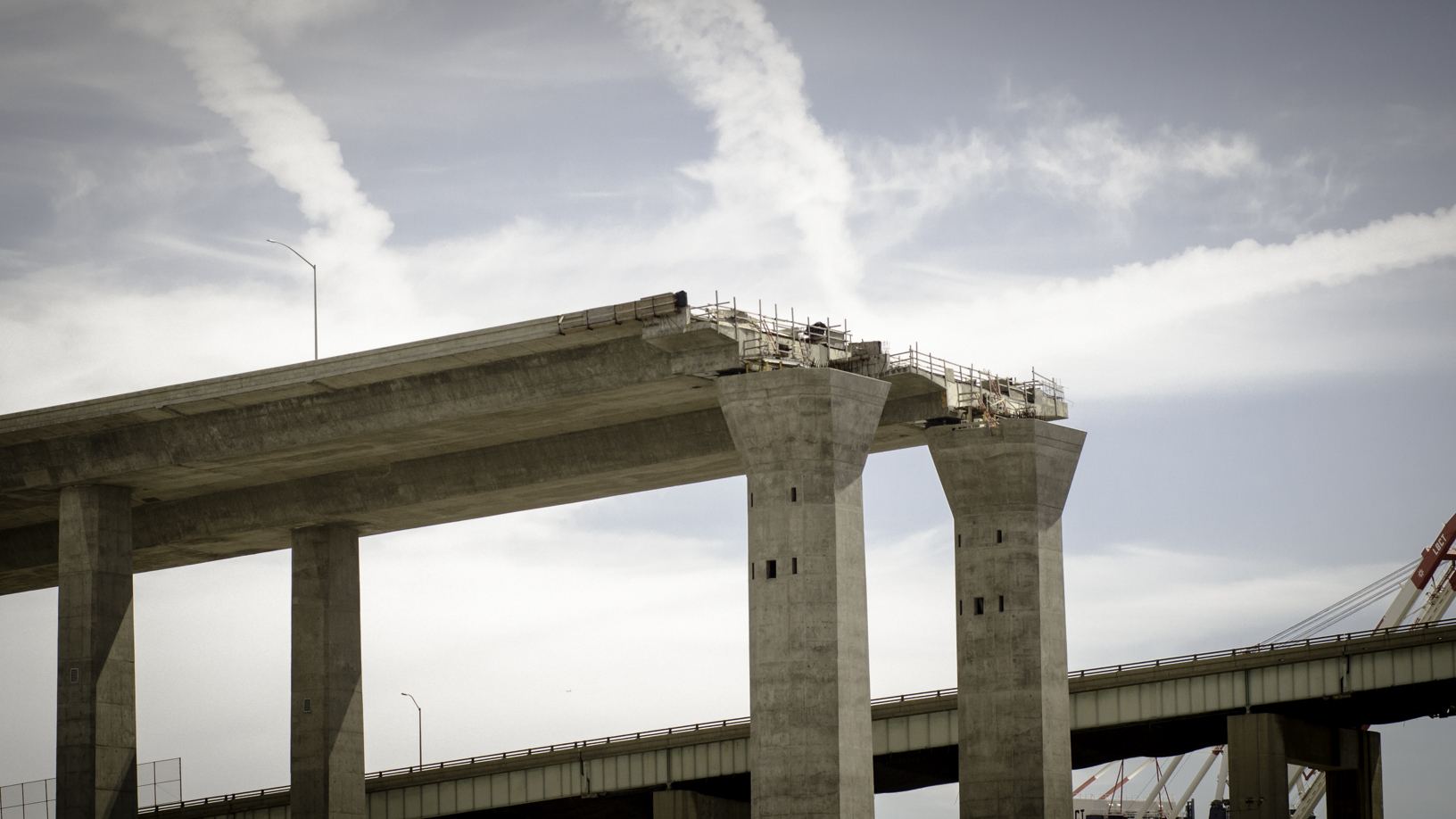 Highway bridge half-finished.