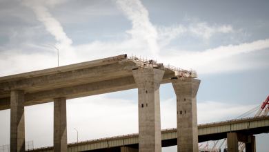 Highway bridge half-finished.