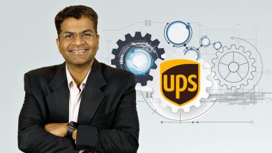 Bala Subramanian next to a UPS logo