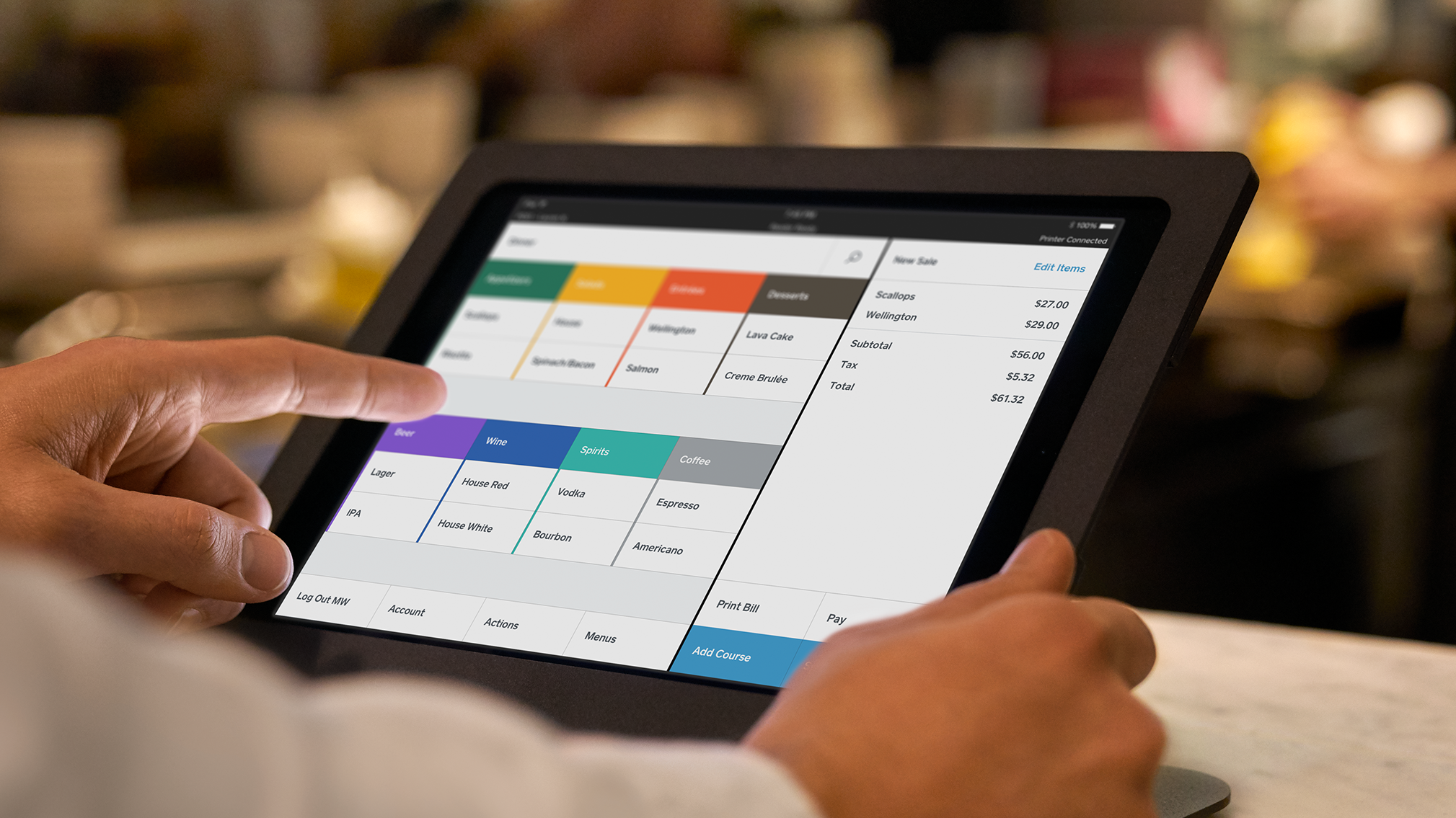 Point of sale terminal for restaurant