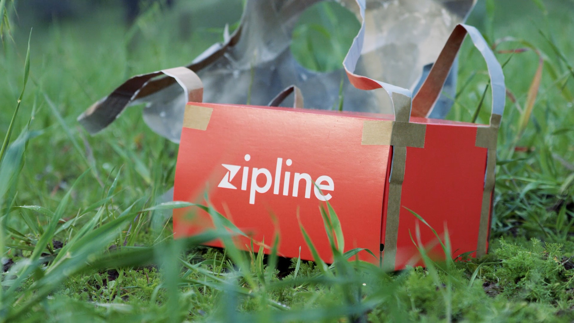 Zipline drone delivery package