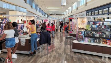 Customers shopping inside a mall