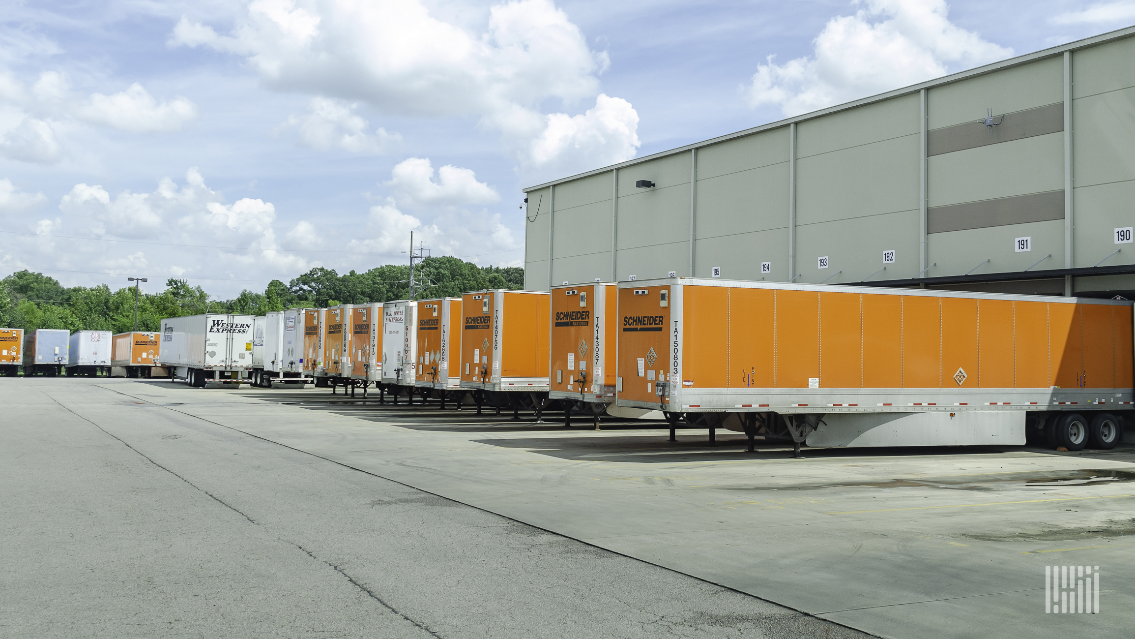 Schneider trailers at warehouse