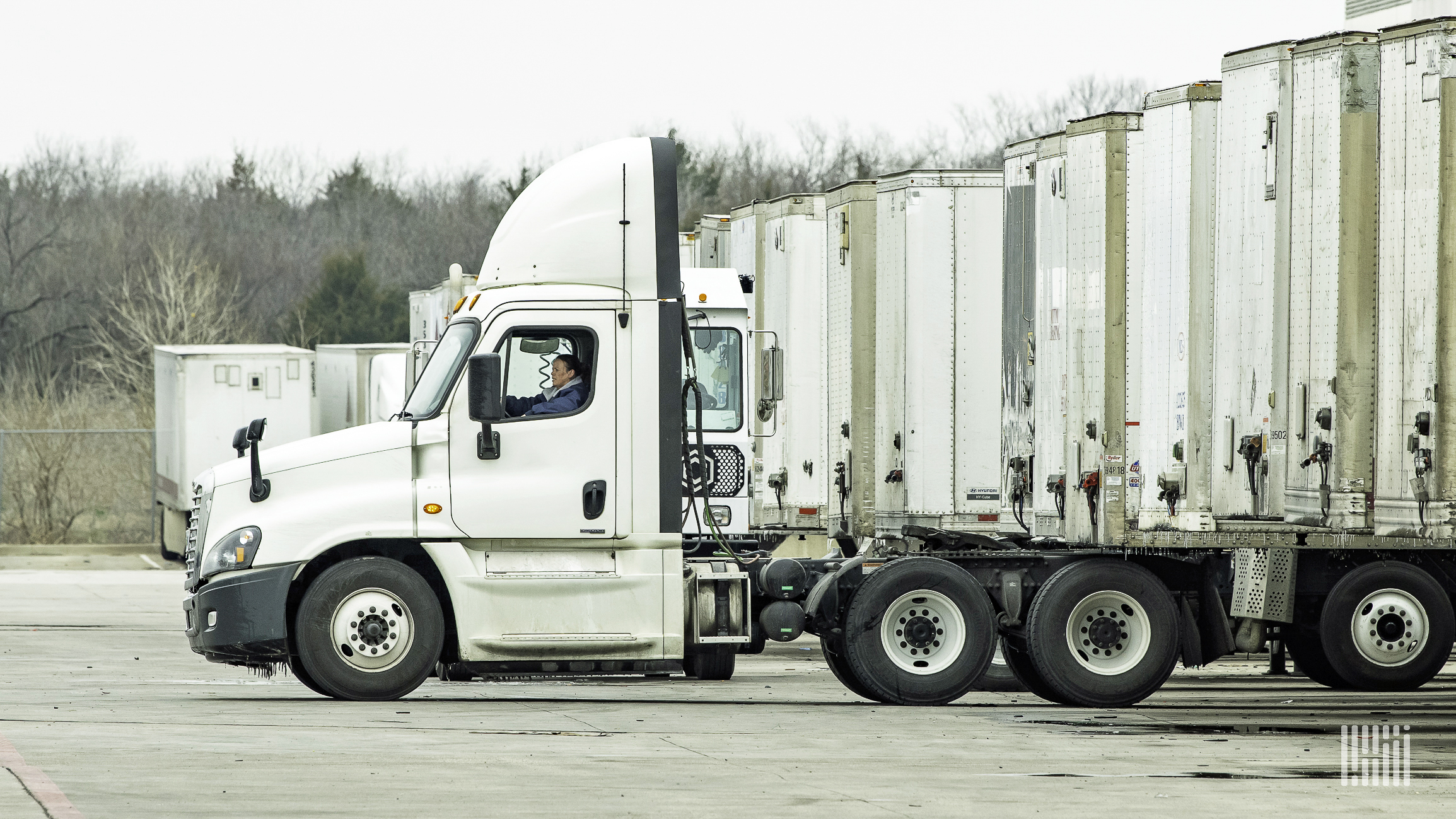 Trailers parked in a yard