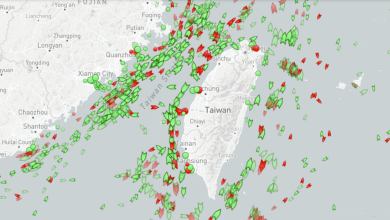 a map of ships near Taiwan