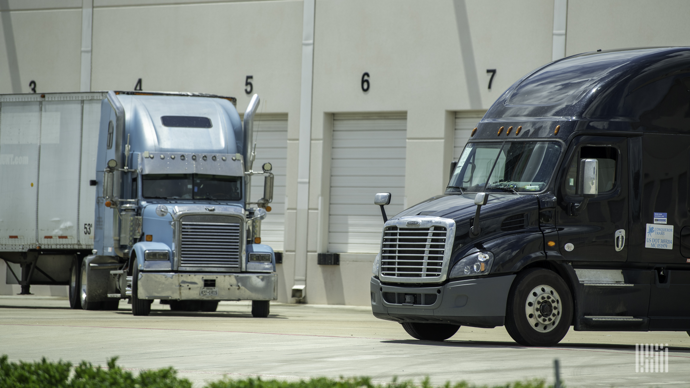 Trucks at a warehouse