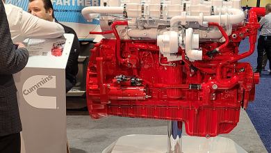 Red Cumins X15H engine on display