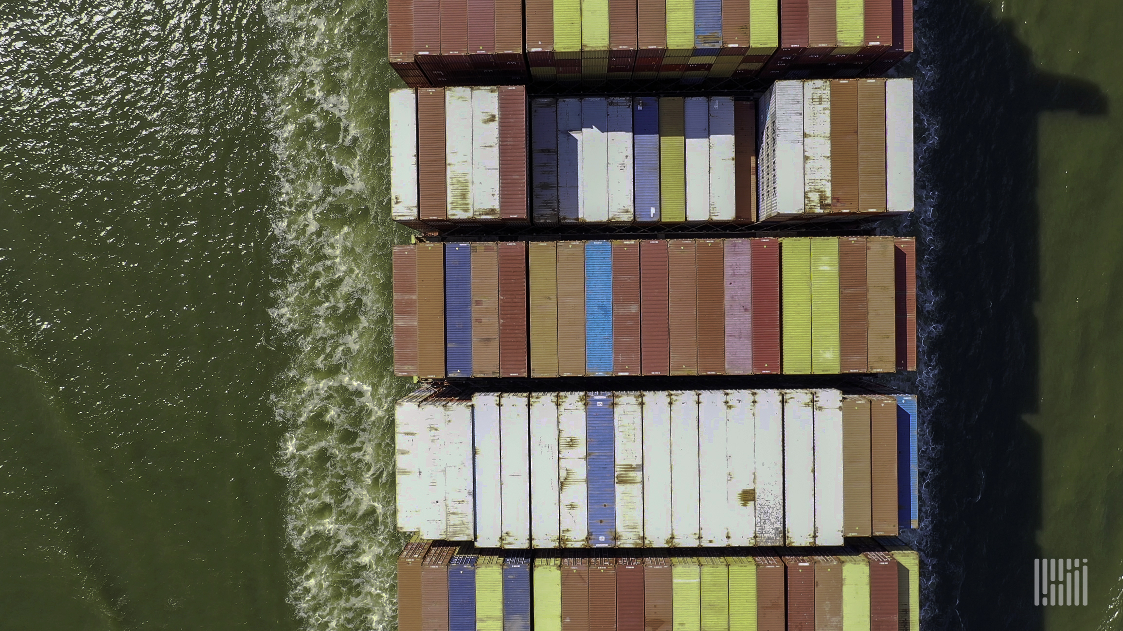 Overhead view of container ship.