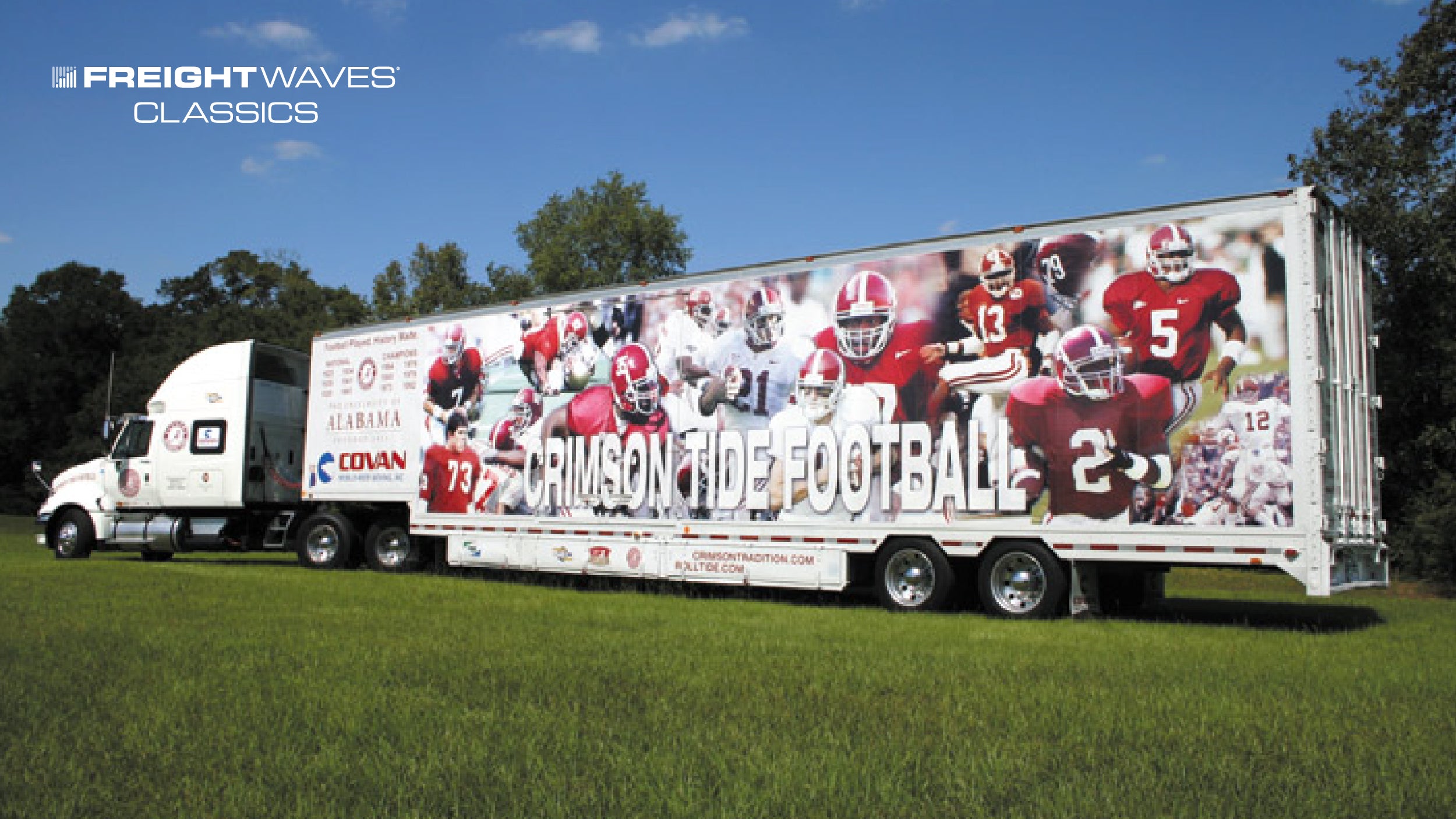 One of the trucks that carries equipment for the University of Alabama Crimson Tide. (Photo: boards.sportslogos.net)