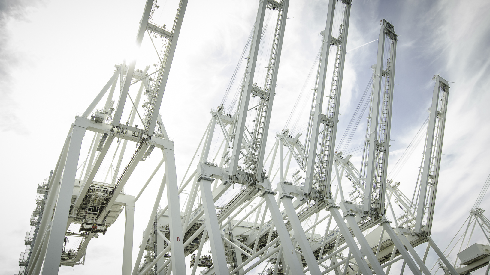 photo of a container port crane