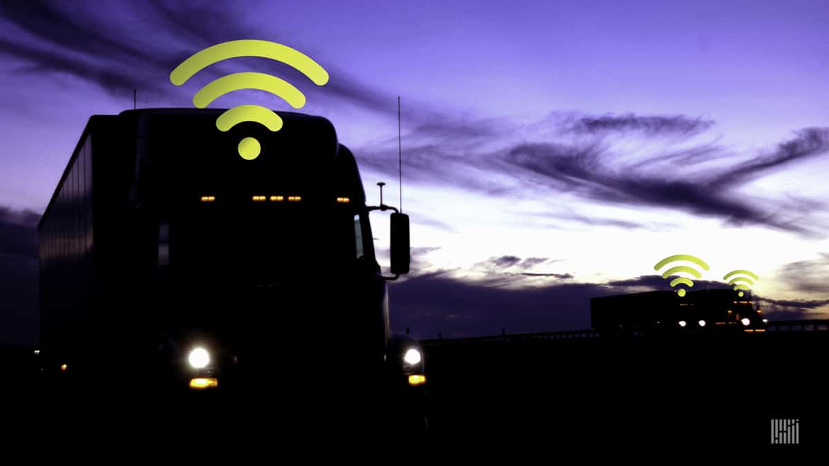 Truck with wifi symbol