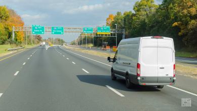 White van on highway