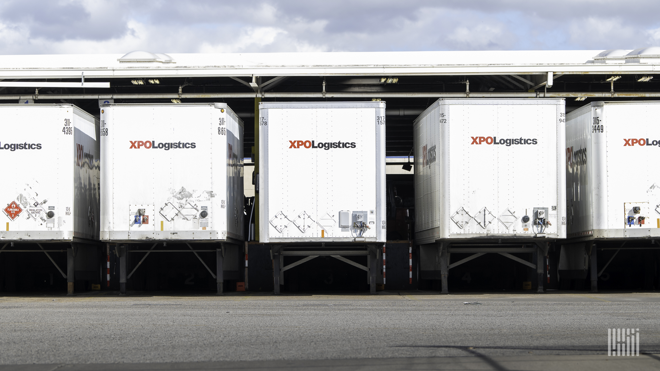 XPO trailers at an outdoor storage facility