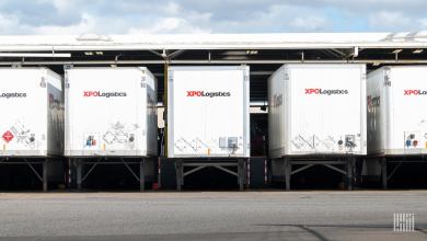 XPO trailers at an outdoor storage facility