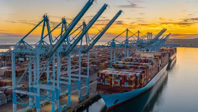 photo of container terminal in the port of los angeles