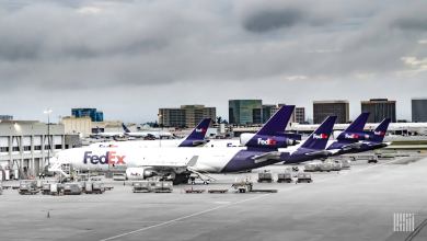 FedEx planes at the company's terminal at Los Angeles International Airport.