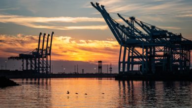 picture showing Port of Long Beach, where container imports are dropping