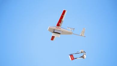 A Zipline drone releases a parachute to deliver prescriptions from Intermountain Healthcare (Photo: Zipline)
