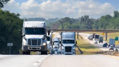 Multiple trucks on the highway