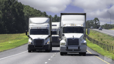 Multiple trucks on the highway