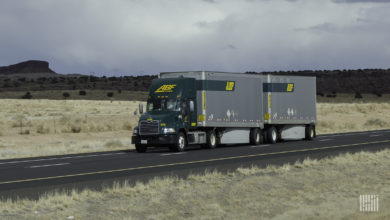 ABF truck and trailers on highway