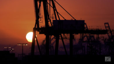 a picture of a container ship port