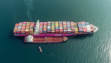 a photo of a ship refueling; ship fuel prices are falling