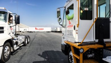 Lazer trucks at a yard