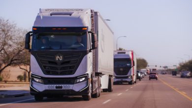 Nikola fuel cell trucks on highway