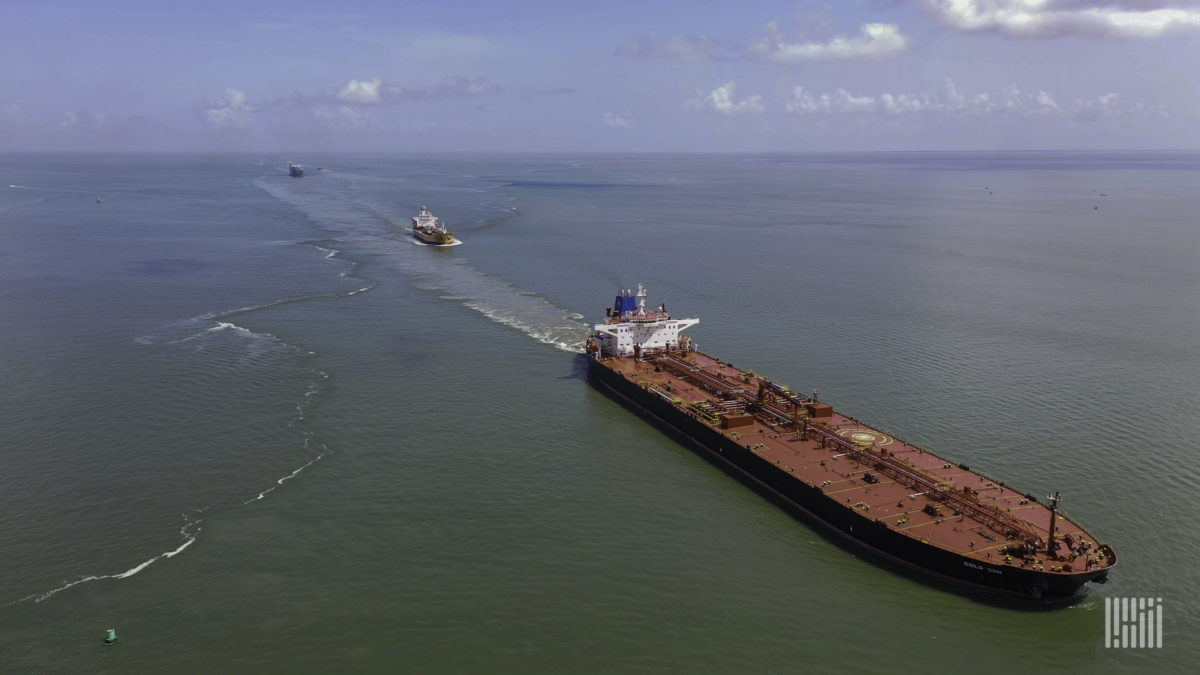A photo of a crude tanker; shipping rates have recently fallen.
