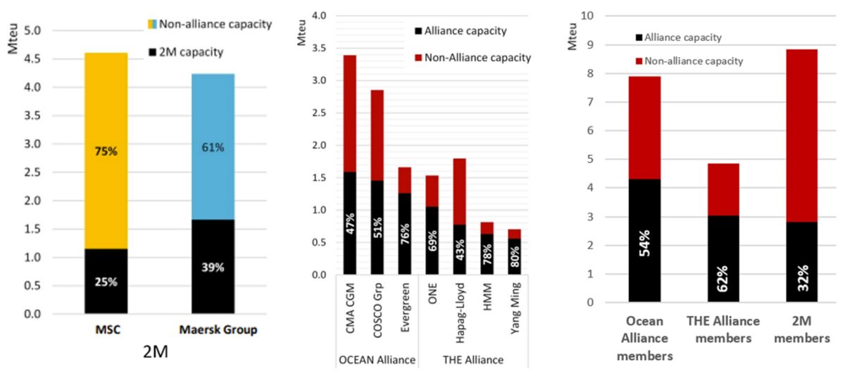 chart showing container shipping capacity of alliance members