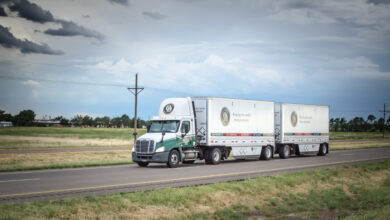 An Old Dominion tractor pulling LTL trailers on the highway